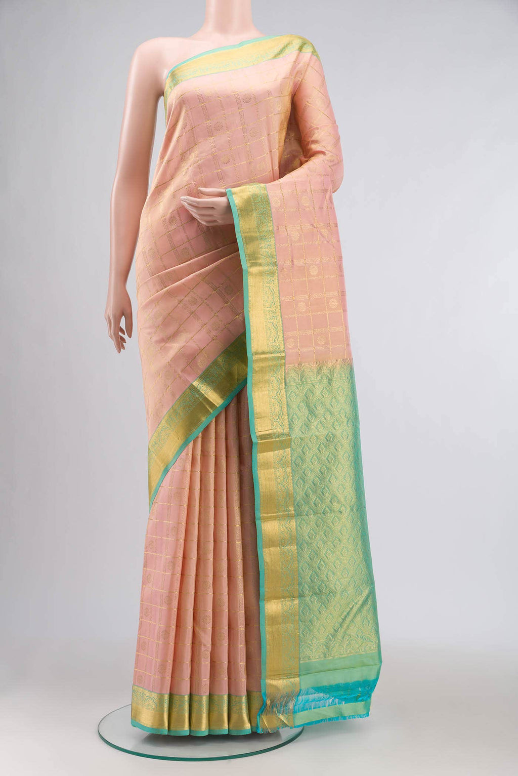 Peach Kanchipuram Silk Saree