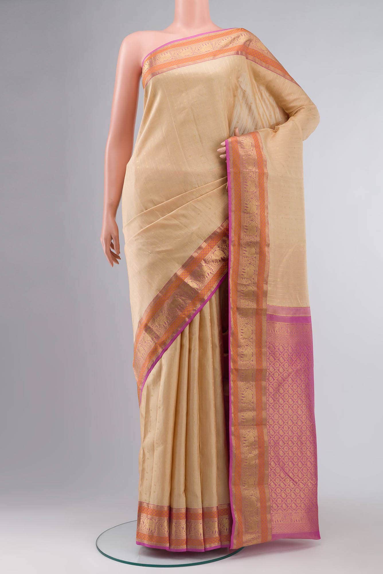 Sandal Kanchipuram Silk Saree
