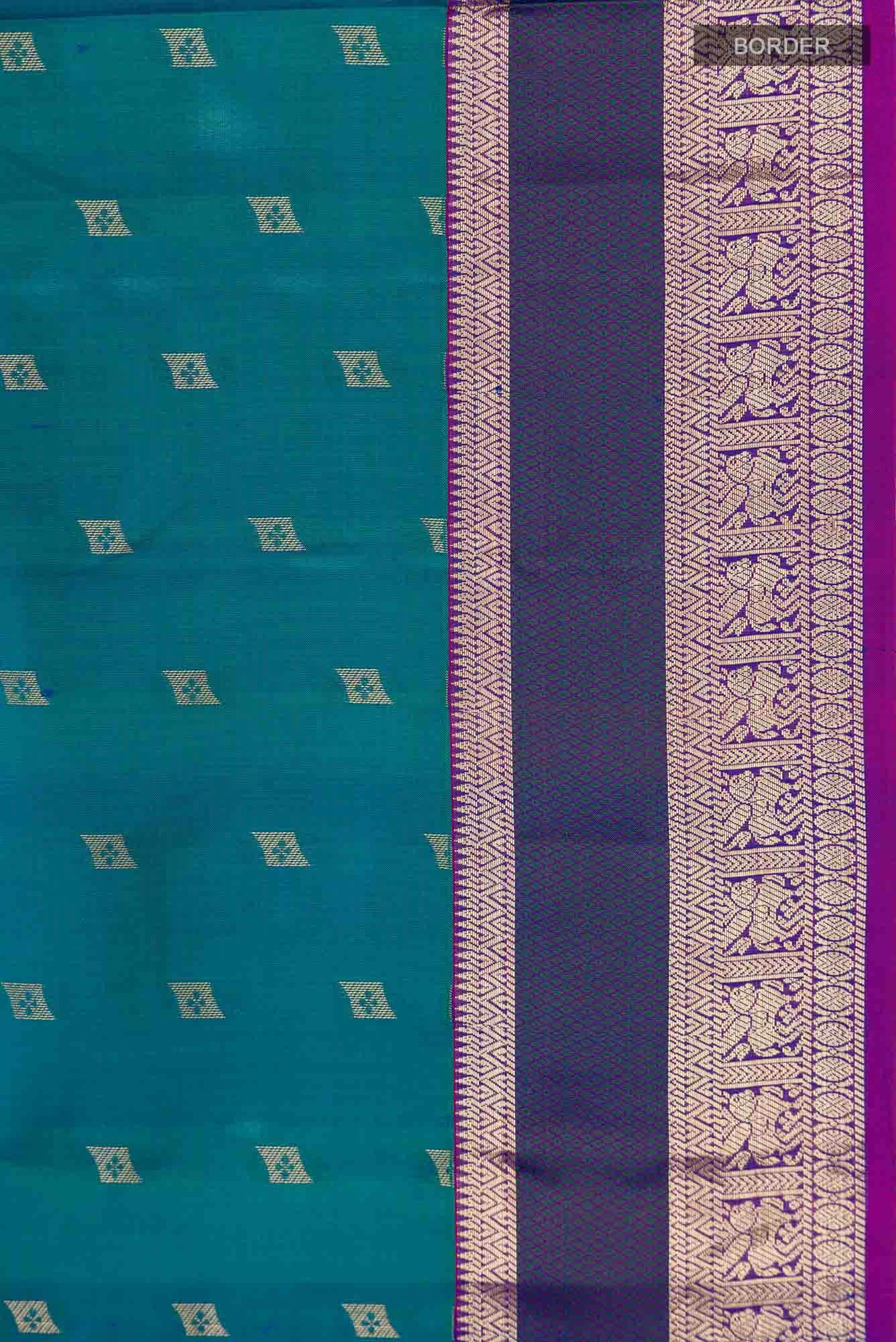 Blue with Green Dual Tone Kanchipuram Silk Saree