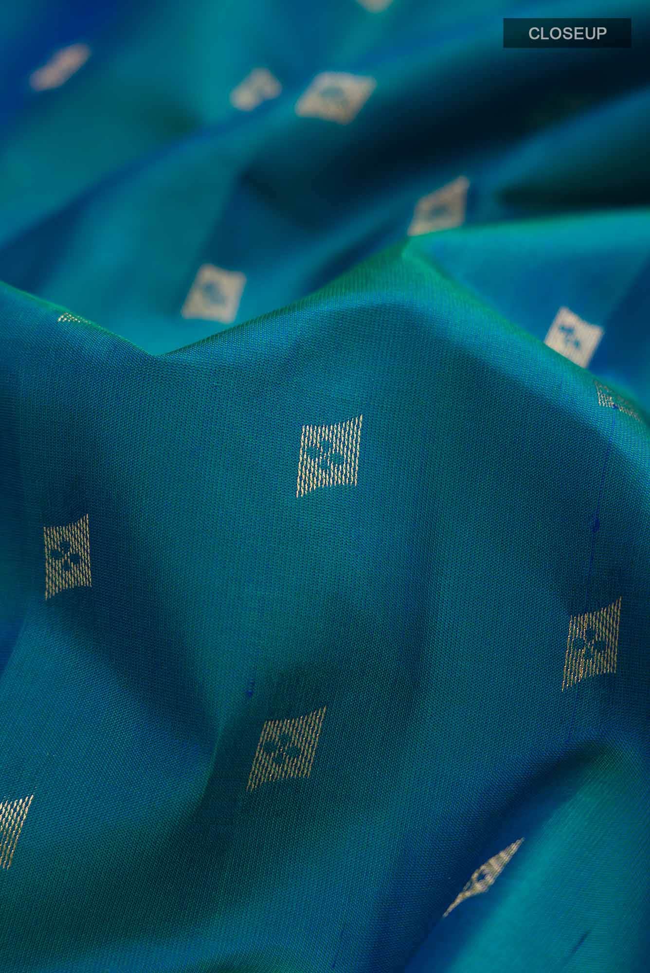 Blue with Green Dual Tone Kanchipuram Silk Saree