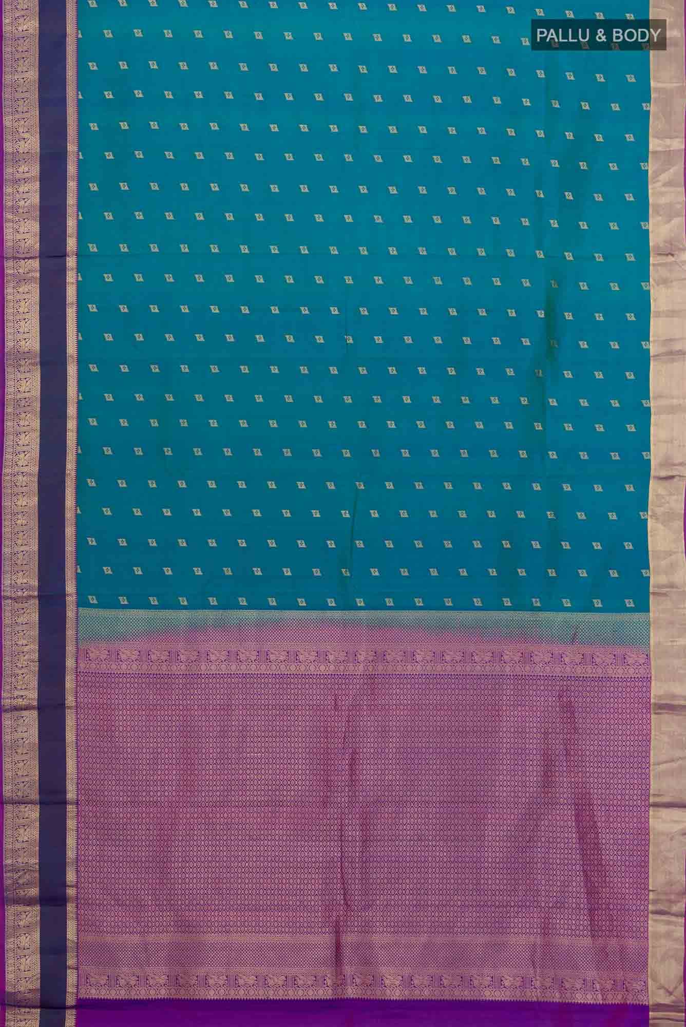 Blue with Green Dual Tone Kanchipuram Silk Saree