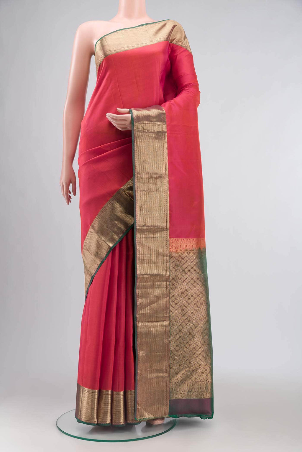 Orange with Pink Dual Tone Kanchipuram Silk Saree