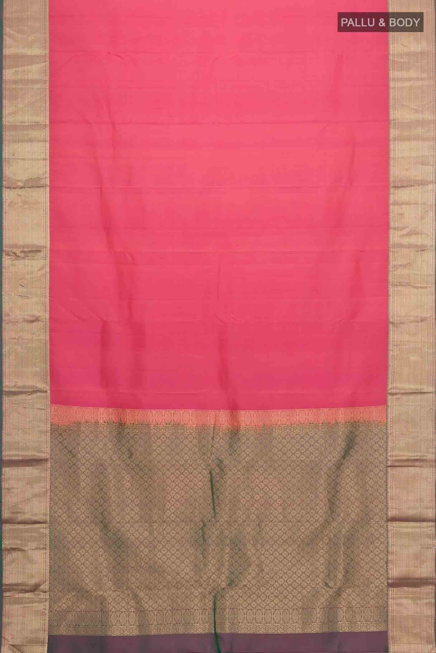 Orange with Pink Dual Tone Kanchipuram Silk Saree