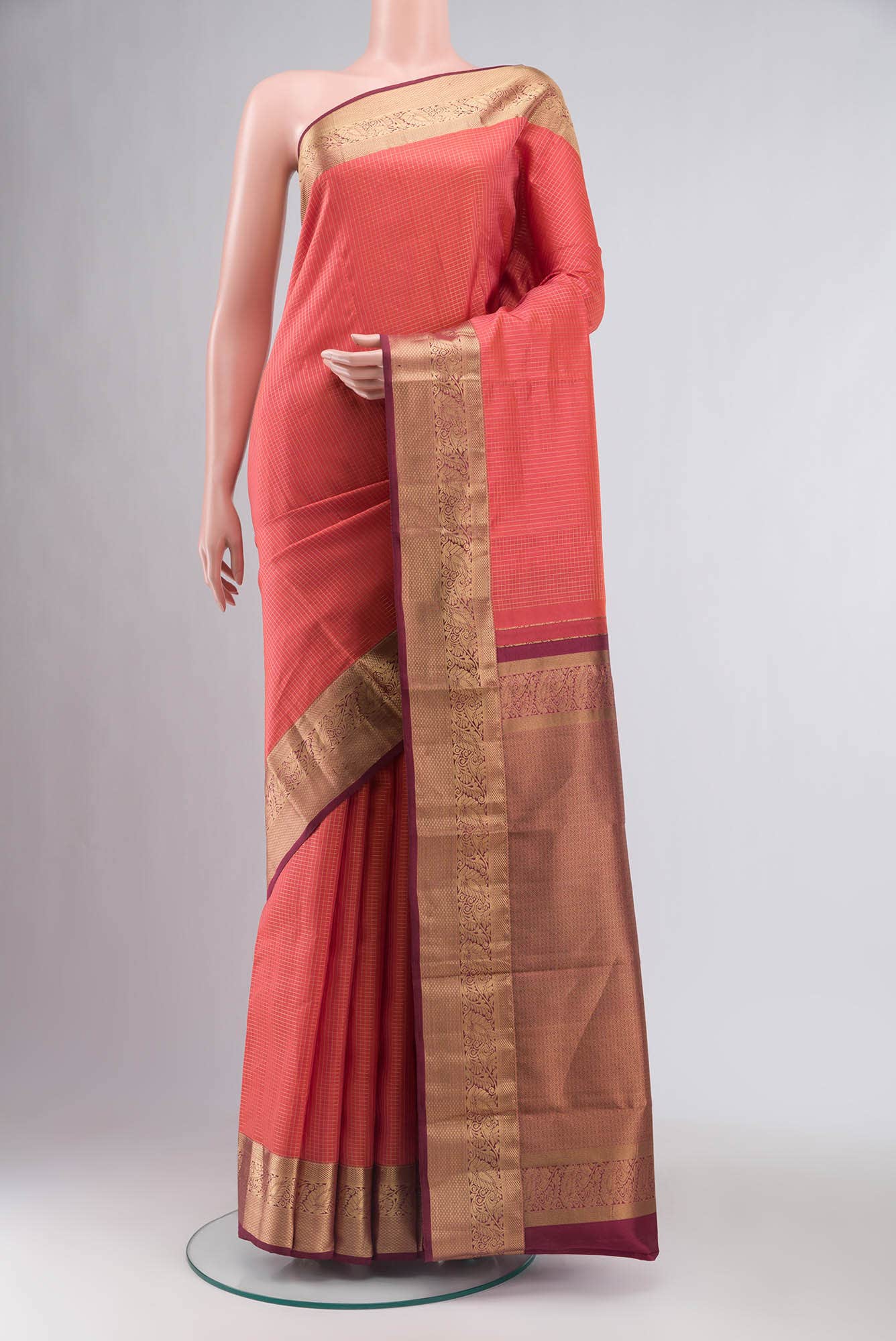 Orange Kanchipuram Silk Saree