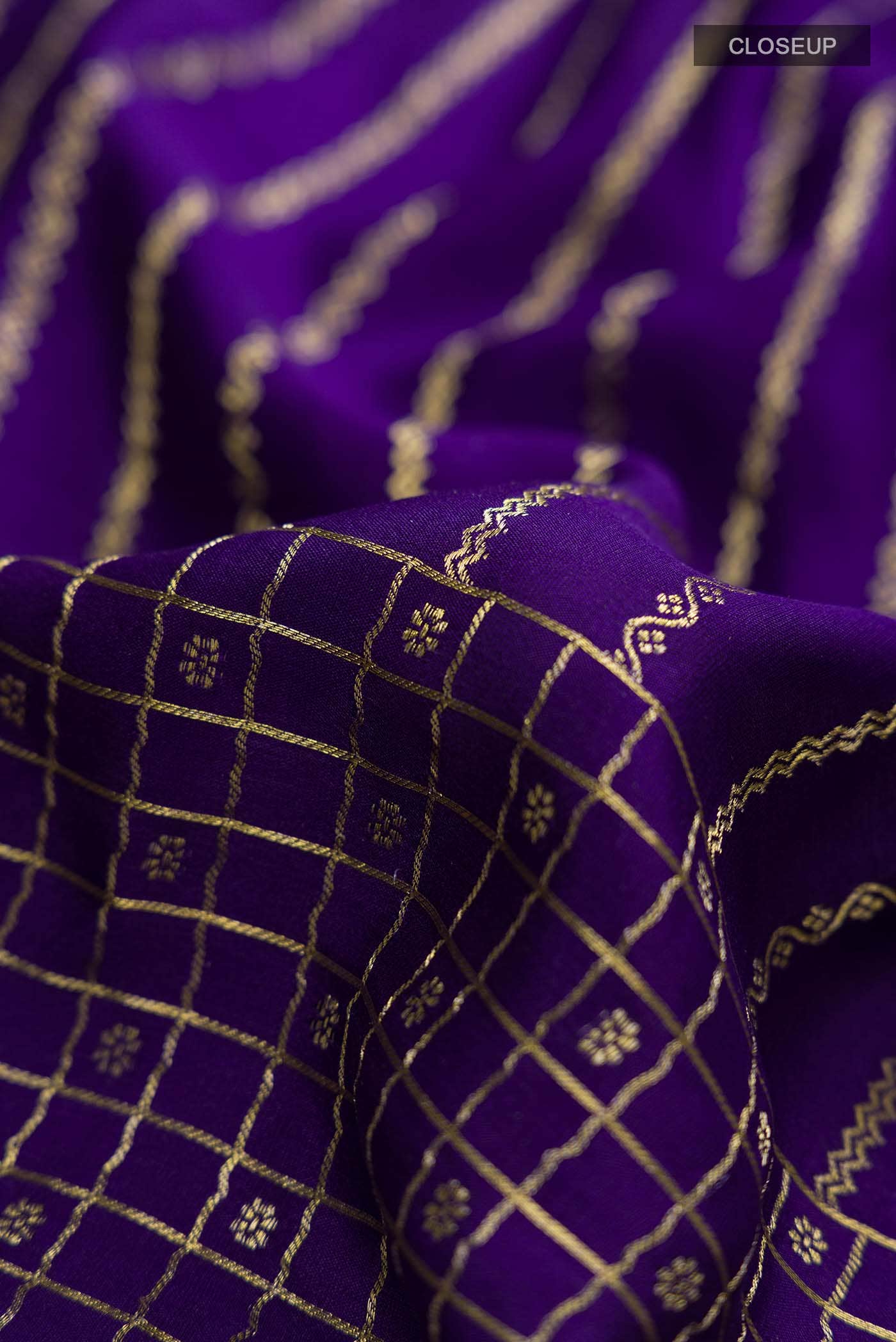 Blue Mysore Crepe Saree