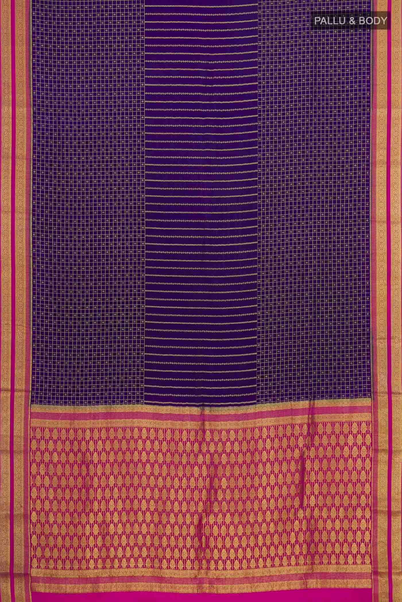 Blue Mysore Crepe Saree