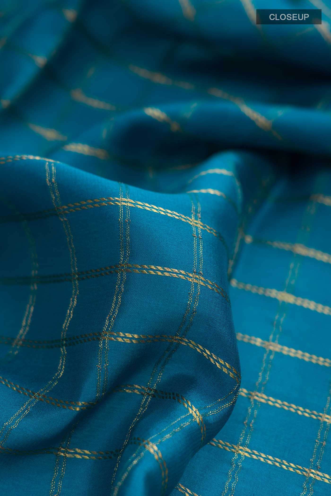 Blue Mysore Crepe Saree