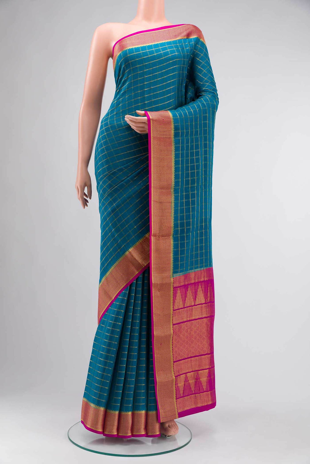 Blue Mysore Crepe Saree