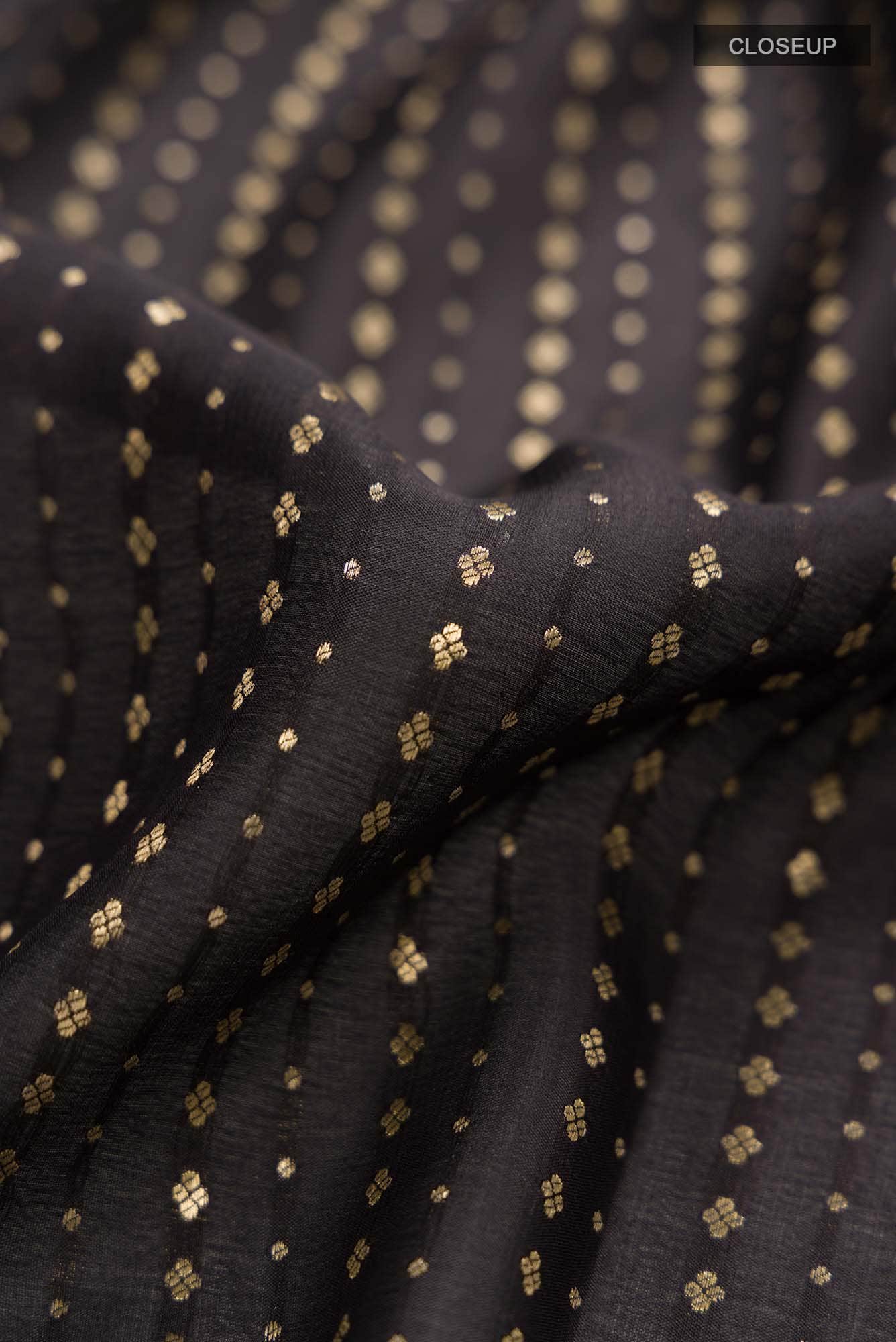Black Mysore Crepe Saree