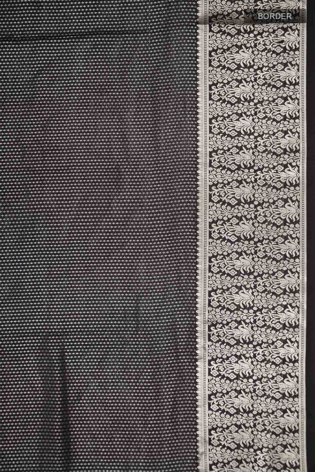 Black Mysore Crepe Saree