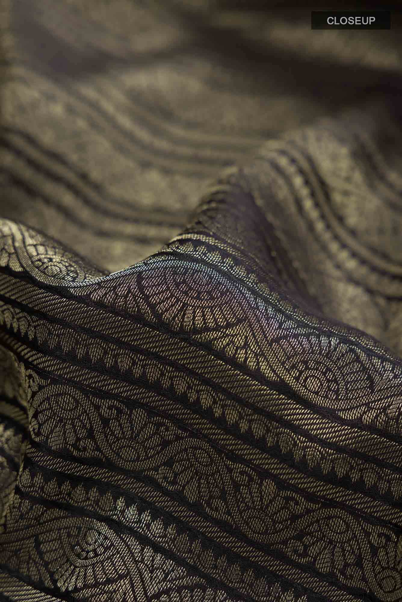 Black Mysore Crepe Saree