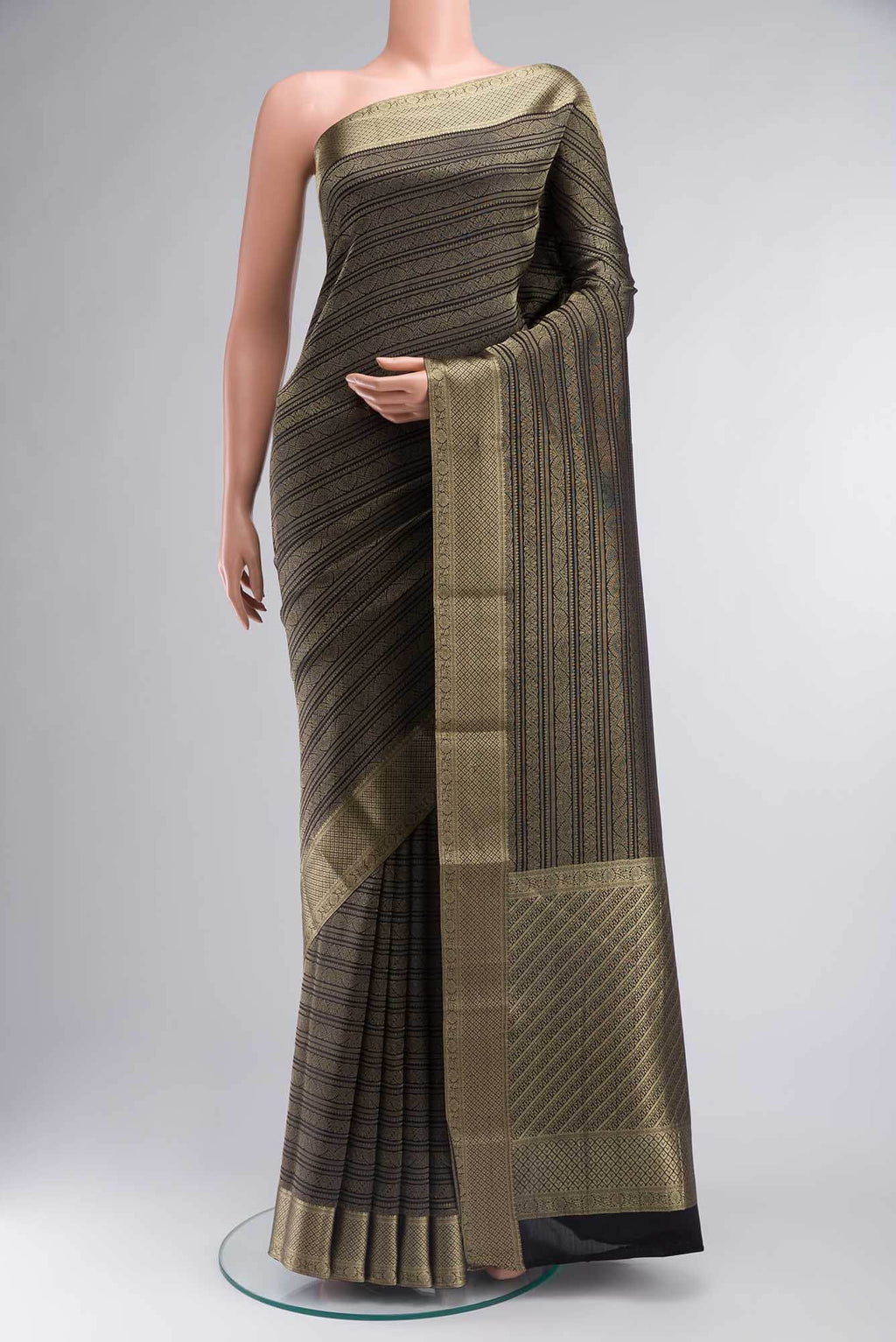 Black Mysore Crepe Saree
