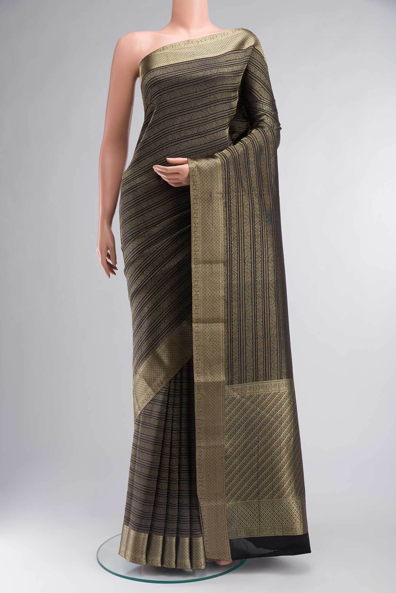 Black Mysore Crepe Saree