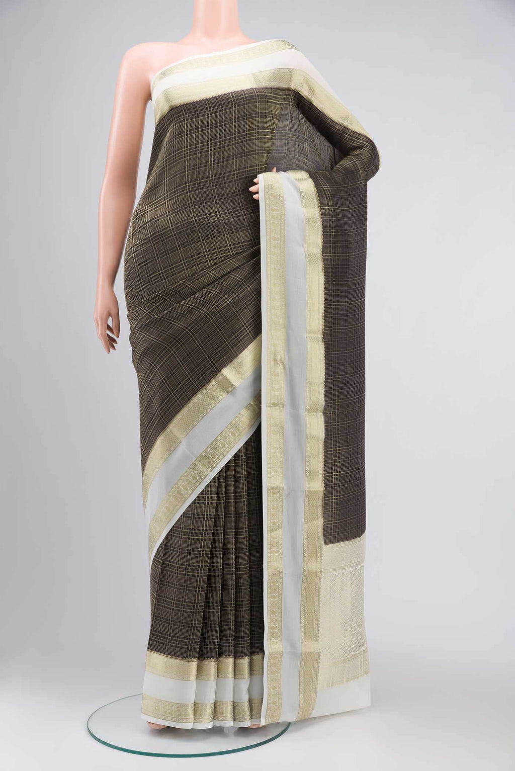 Black Mysore Crepe Saree