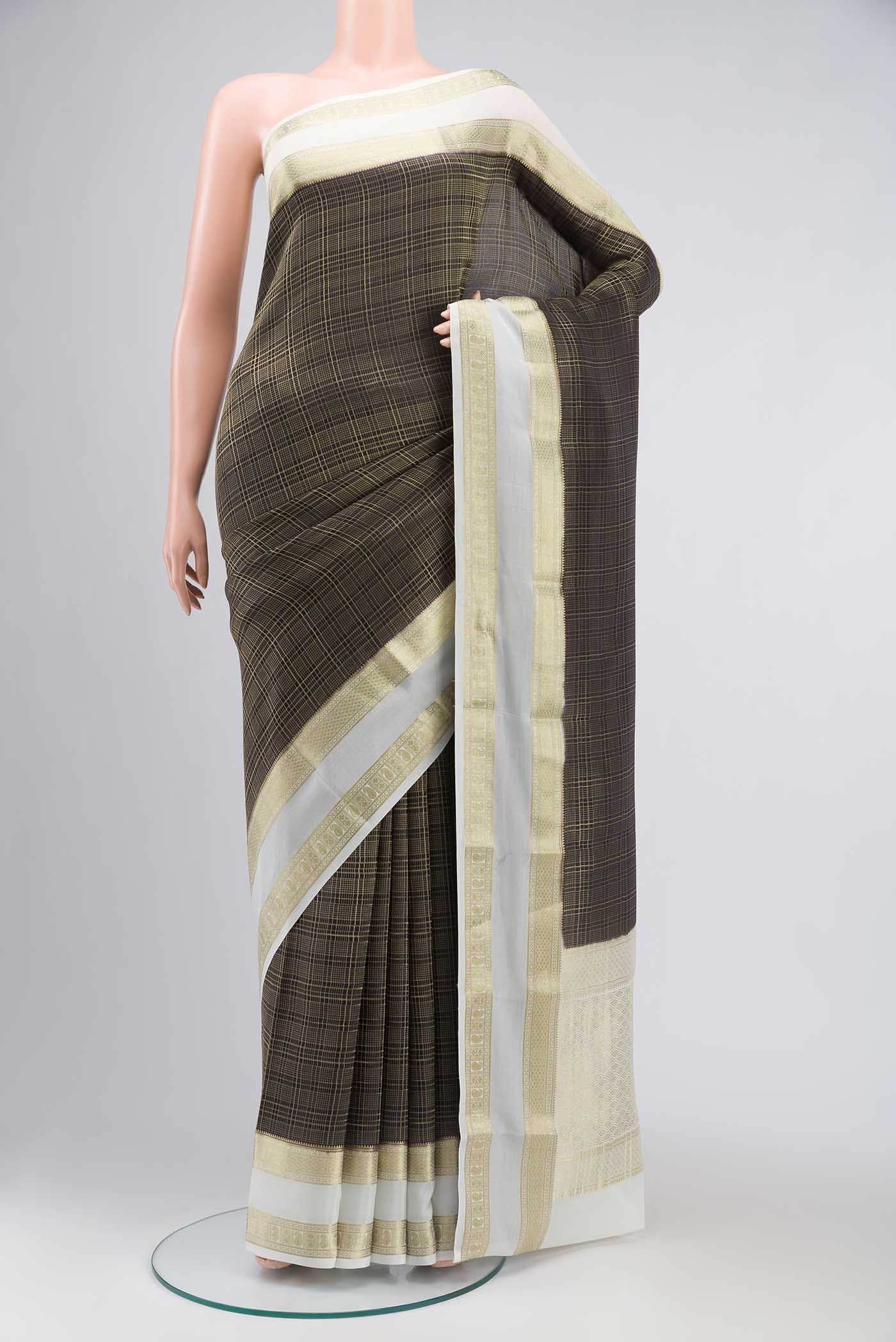 Black Mysore Crepe Saree