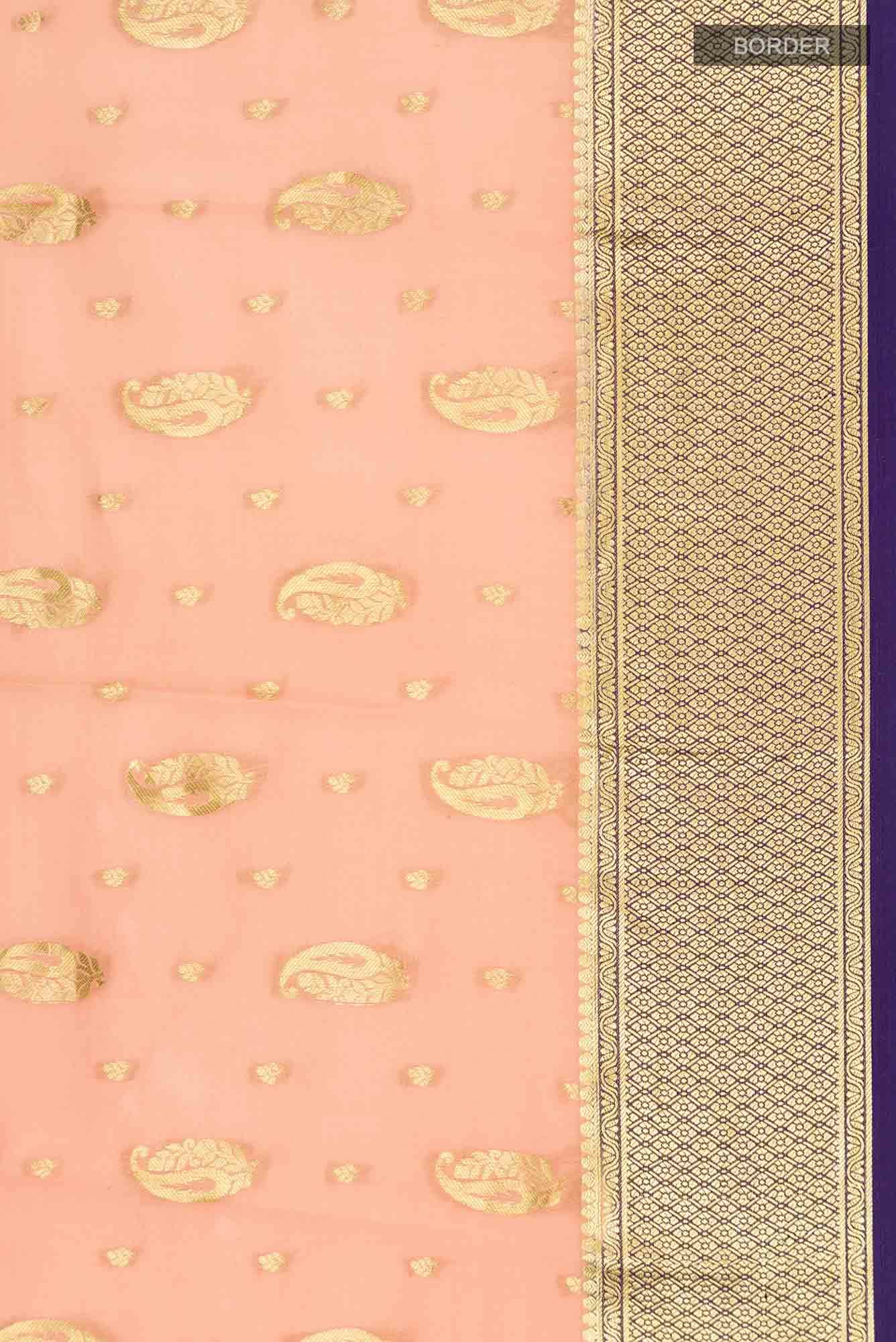 Peach Mysore Crepe Saree