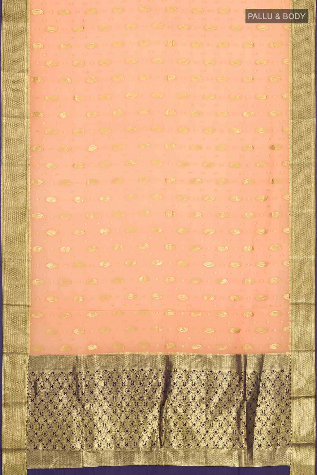 Peach Mysore Crepe Saree