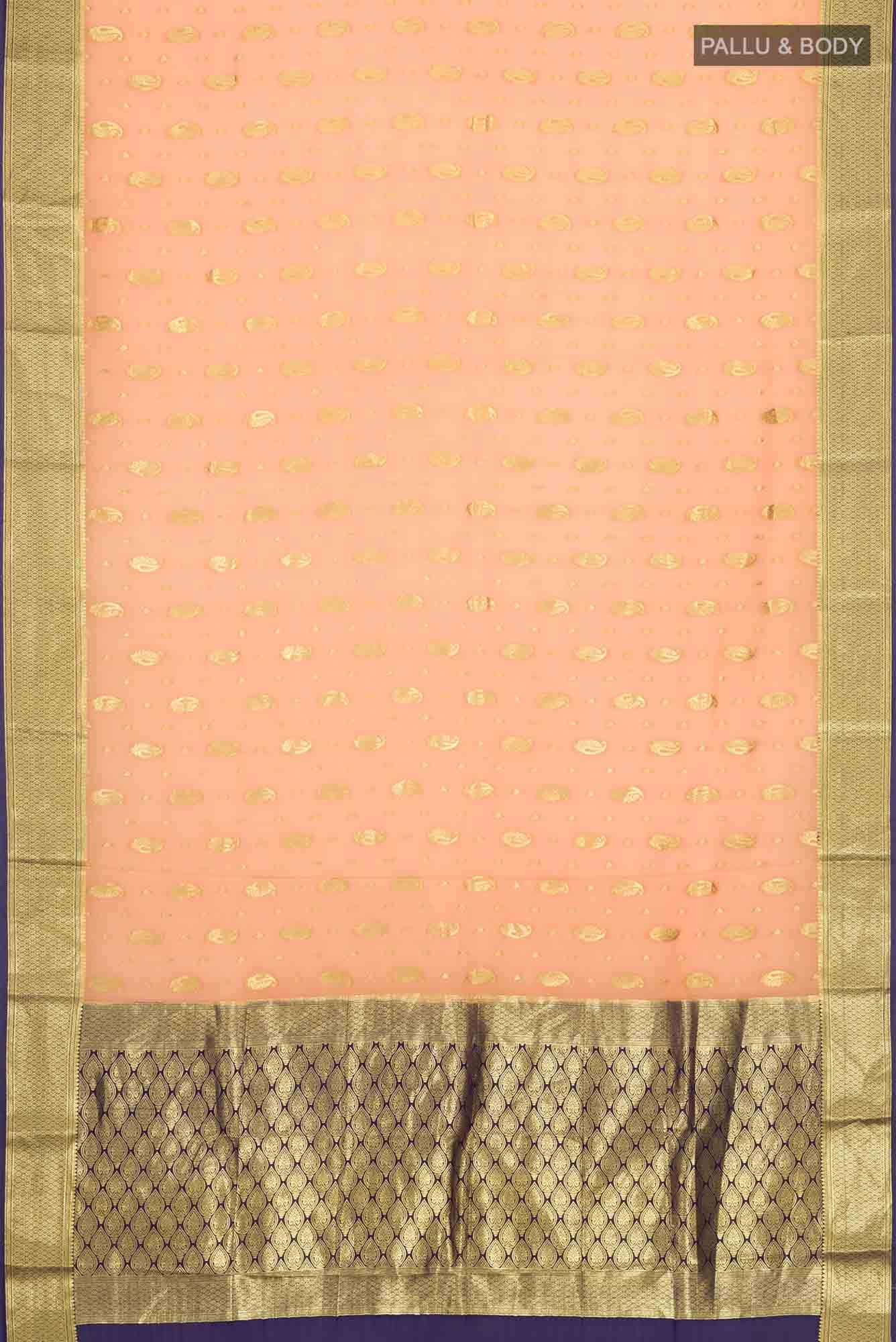 Peach Mysore Crepe Saree