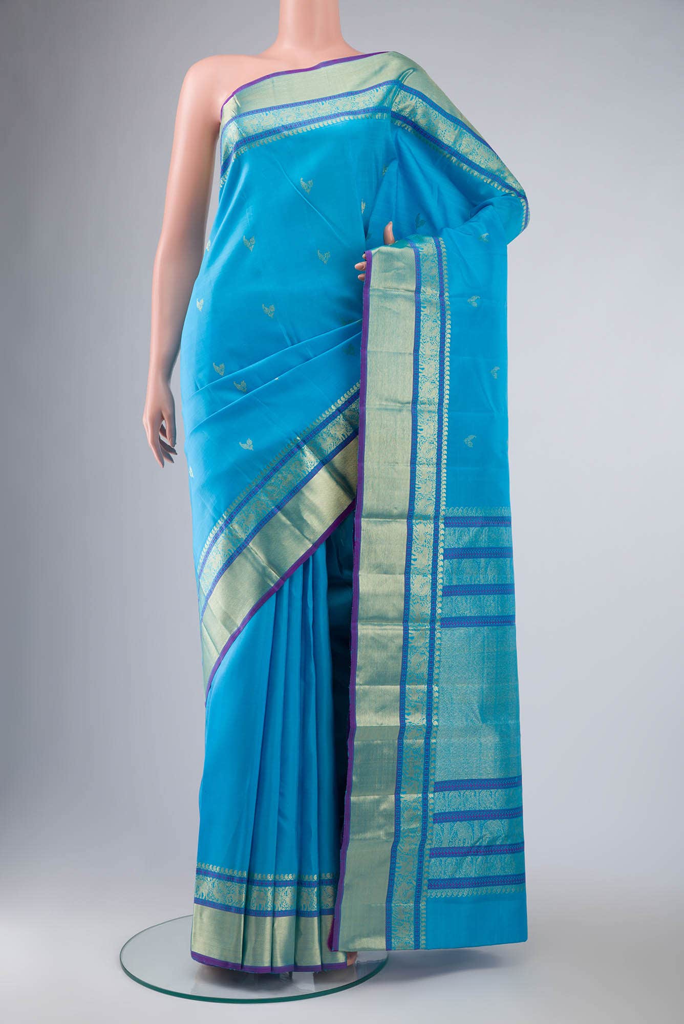 Blue Kanchipuram Silk Saree