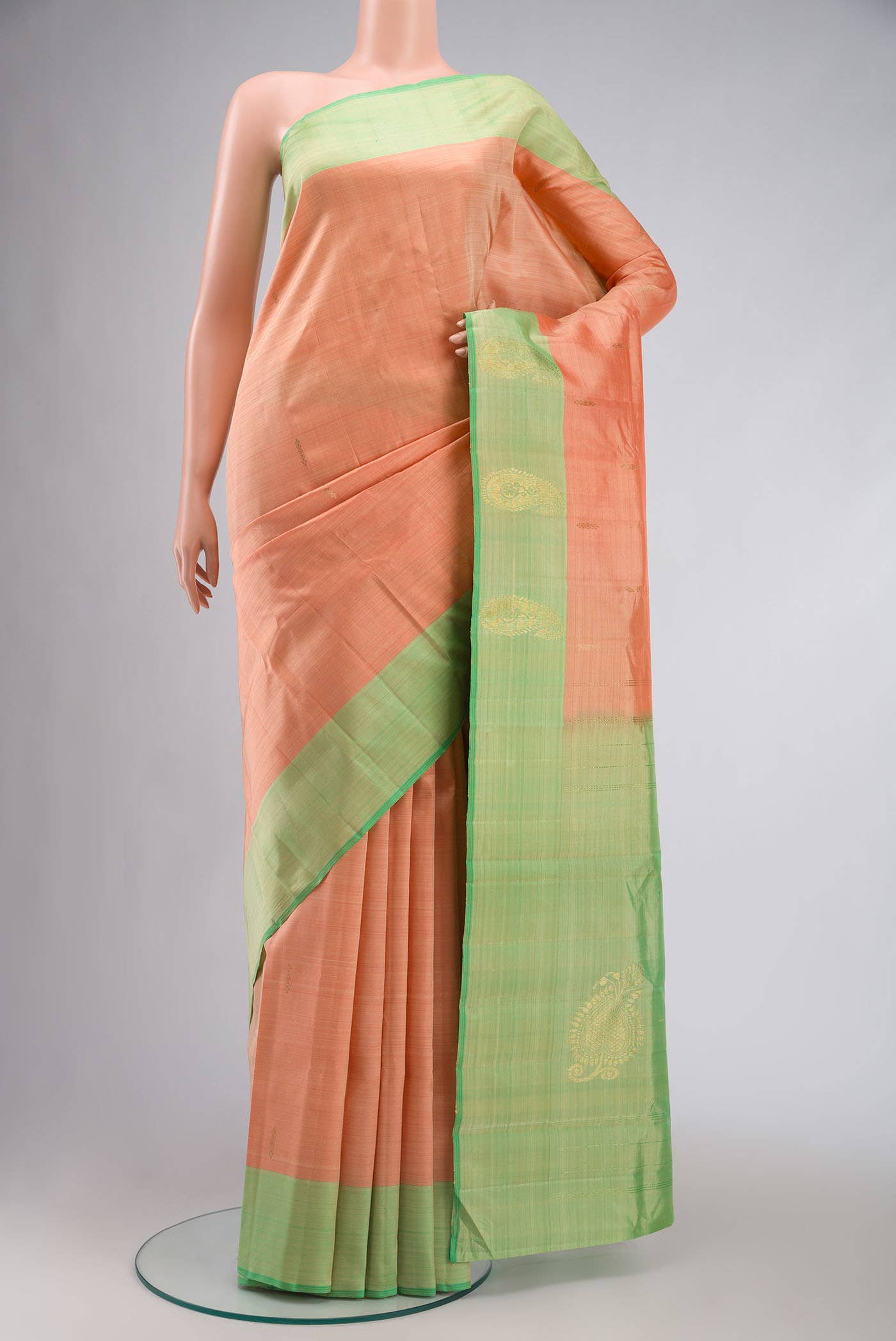Peach Kanchipuram Silk Saree