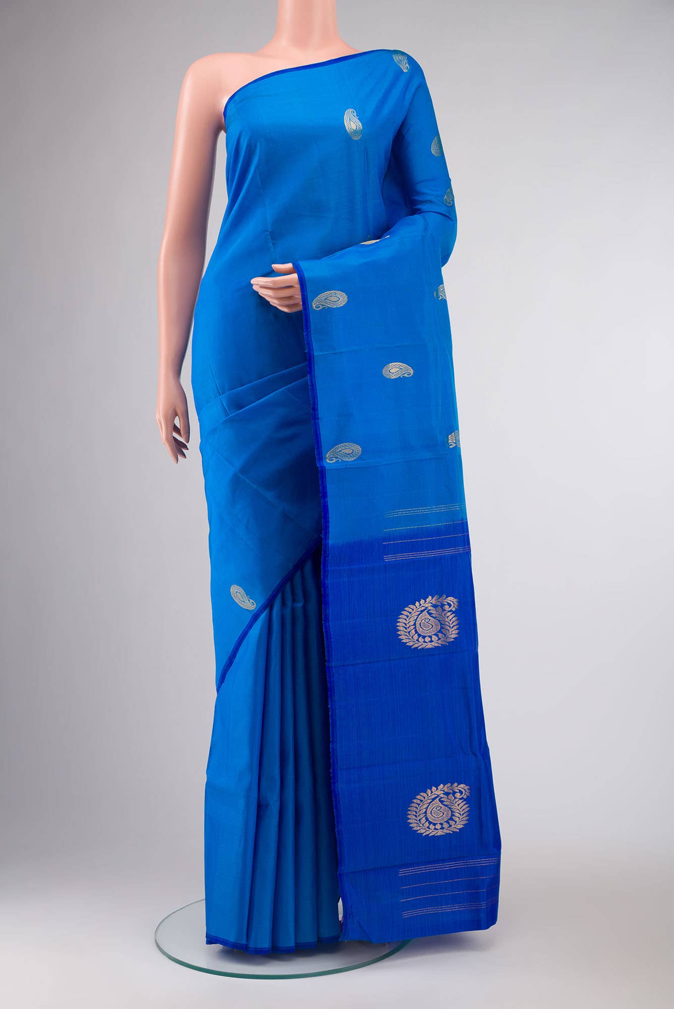 Blue Dual Tone Kanchipuram Silk Saree