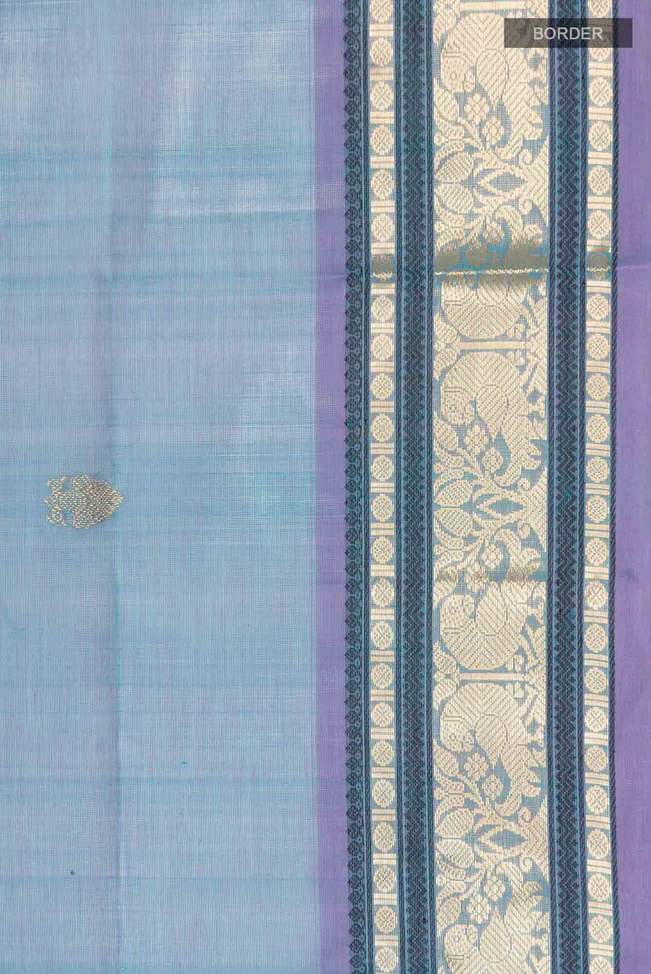 Blue with Lavender Dual Tone Silk Cotton Saree