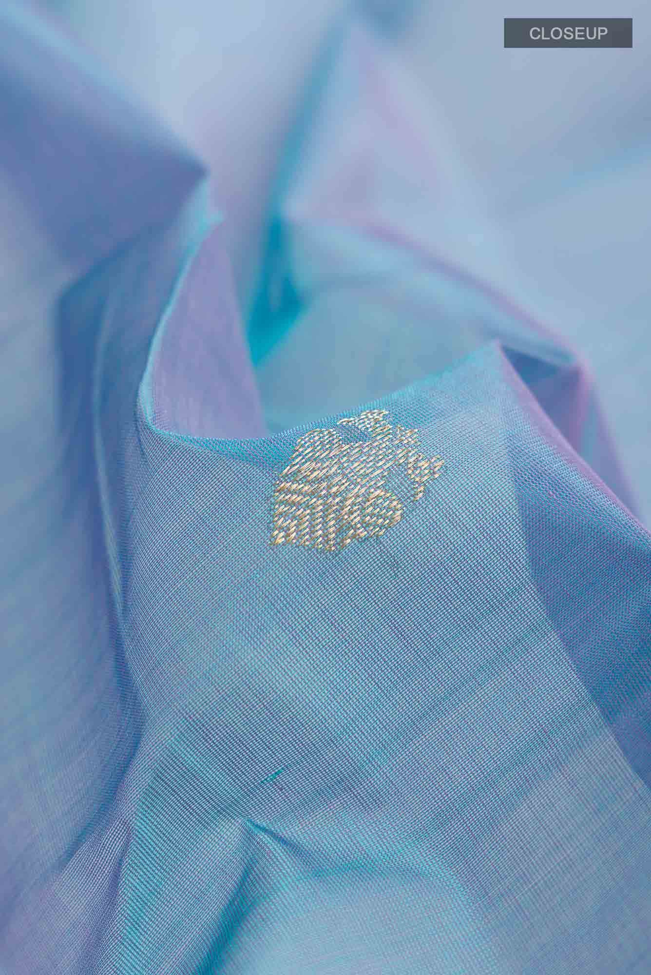 Blue with Lavender Dual Tone Silk Cotton Saree