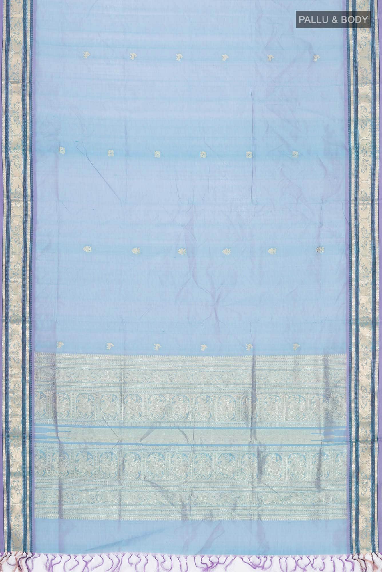 Blue with Lavender Dual Tone Silk Cotton Saree
