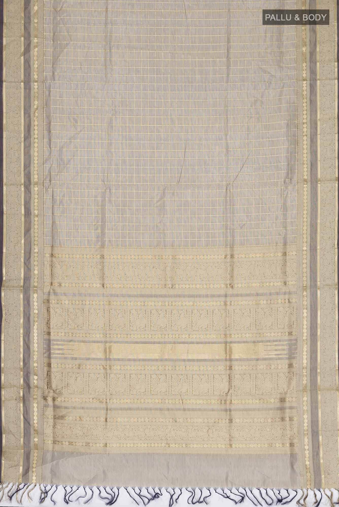 Beige Silk Cotton Saree