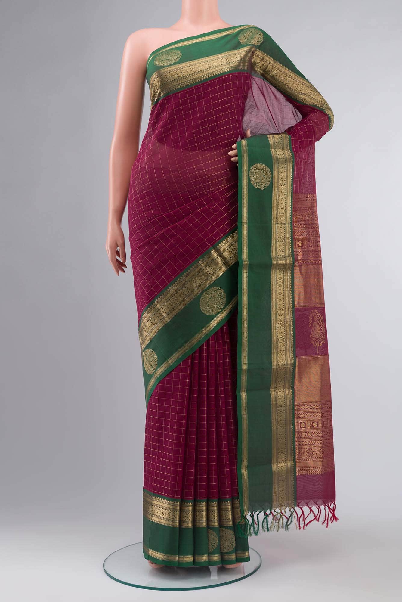 Dark Pink Silk Cotton Saree