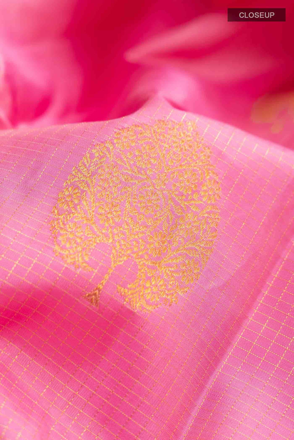 Rose pink Kanchipuram Silk Saree