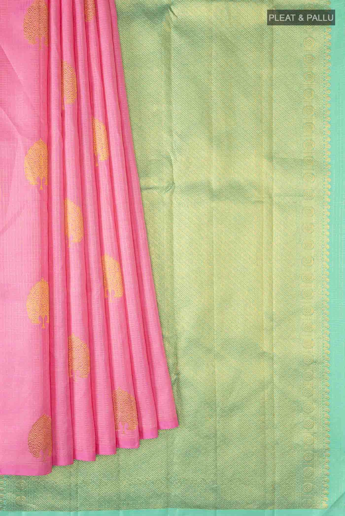 Rose pink Kanchipuram Silk Saree