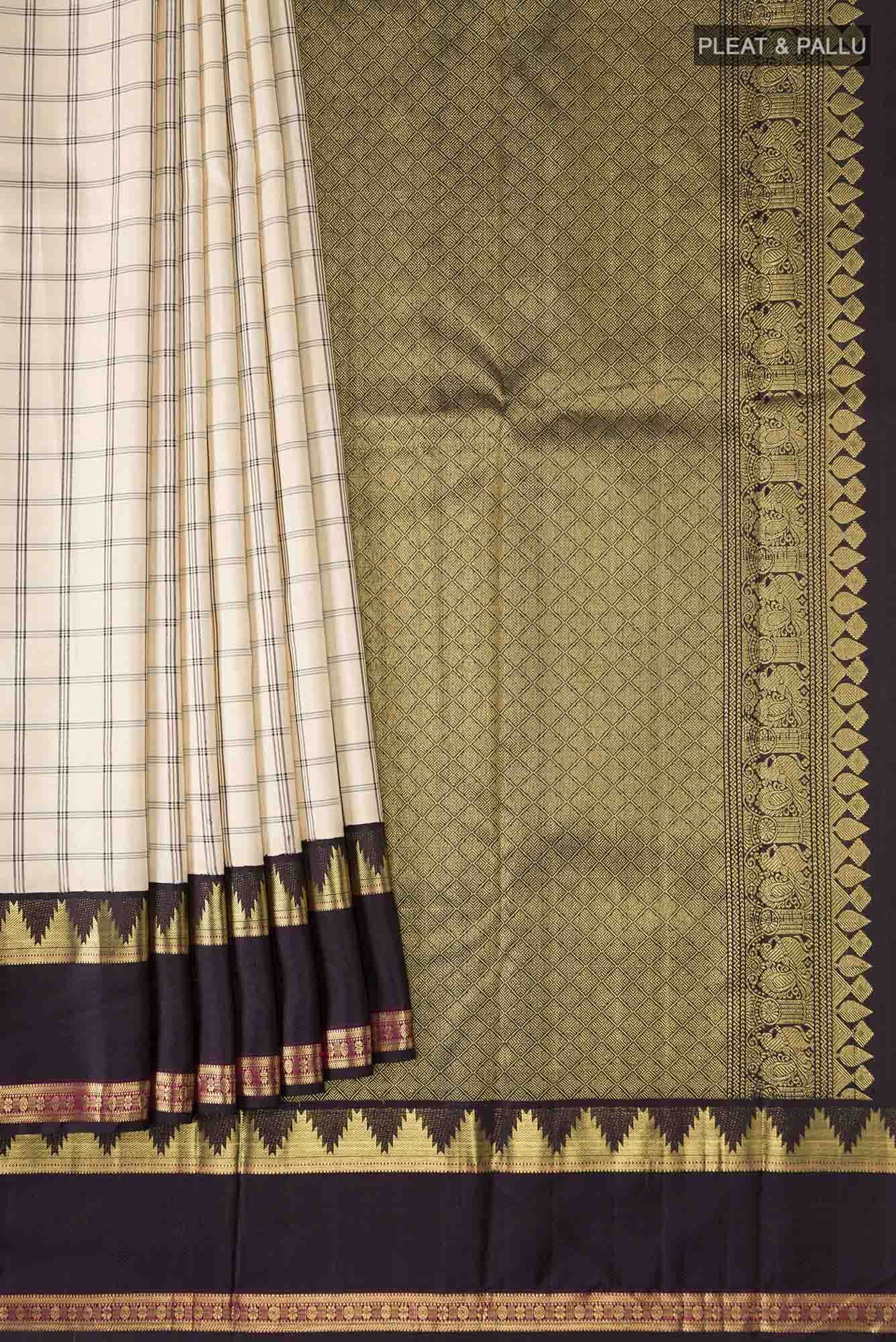 Cream Kanchipuram Silk Saree