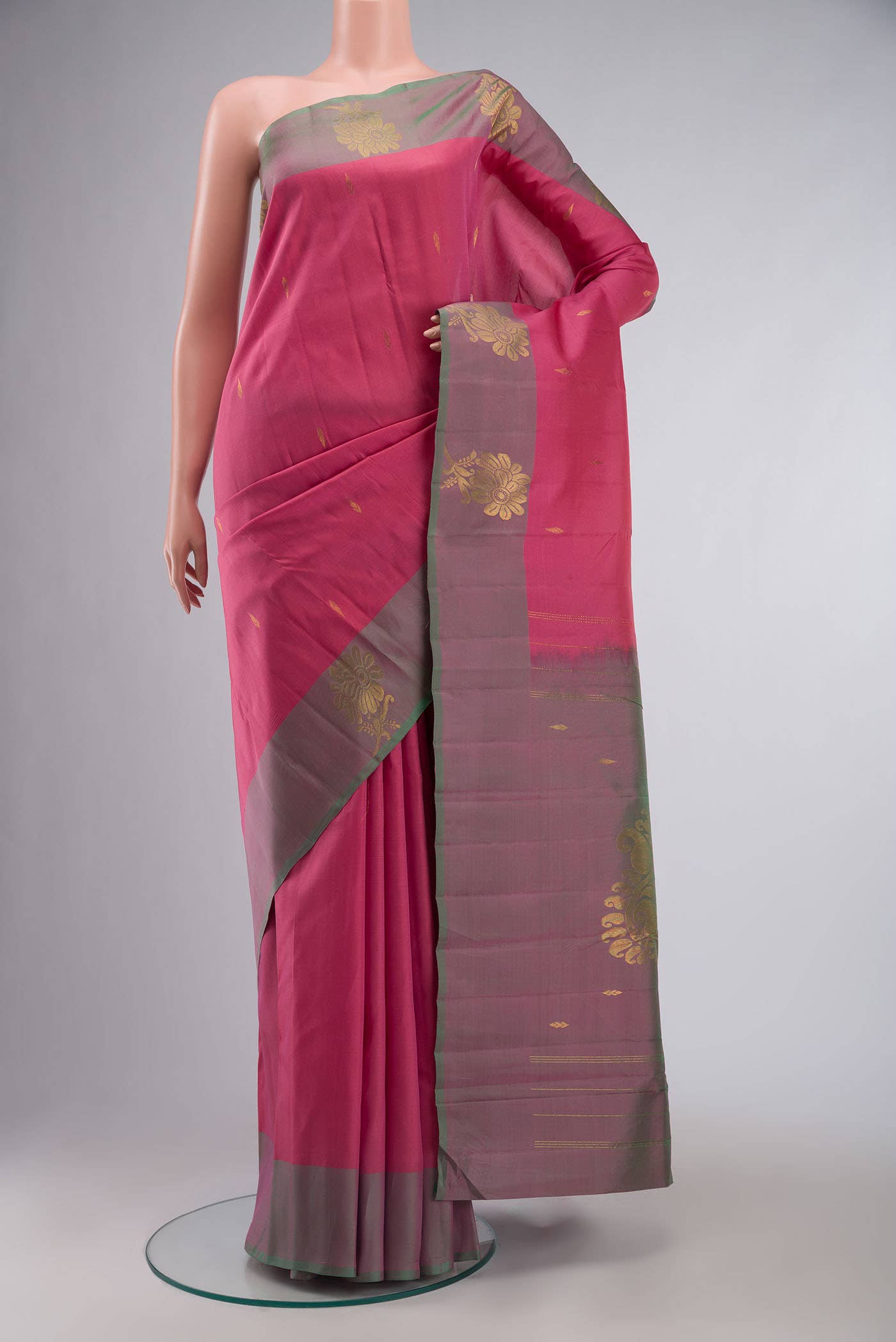 Coral Kanchipuram Silk Saree