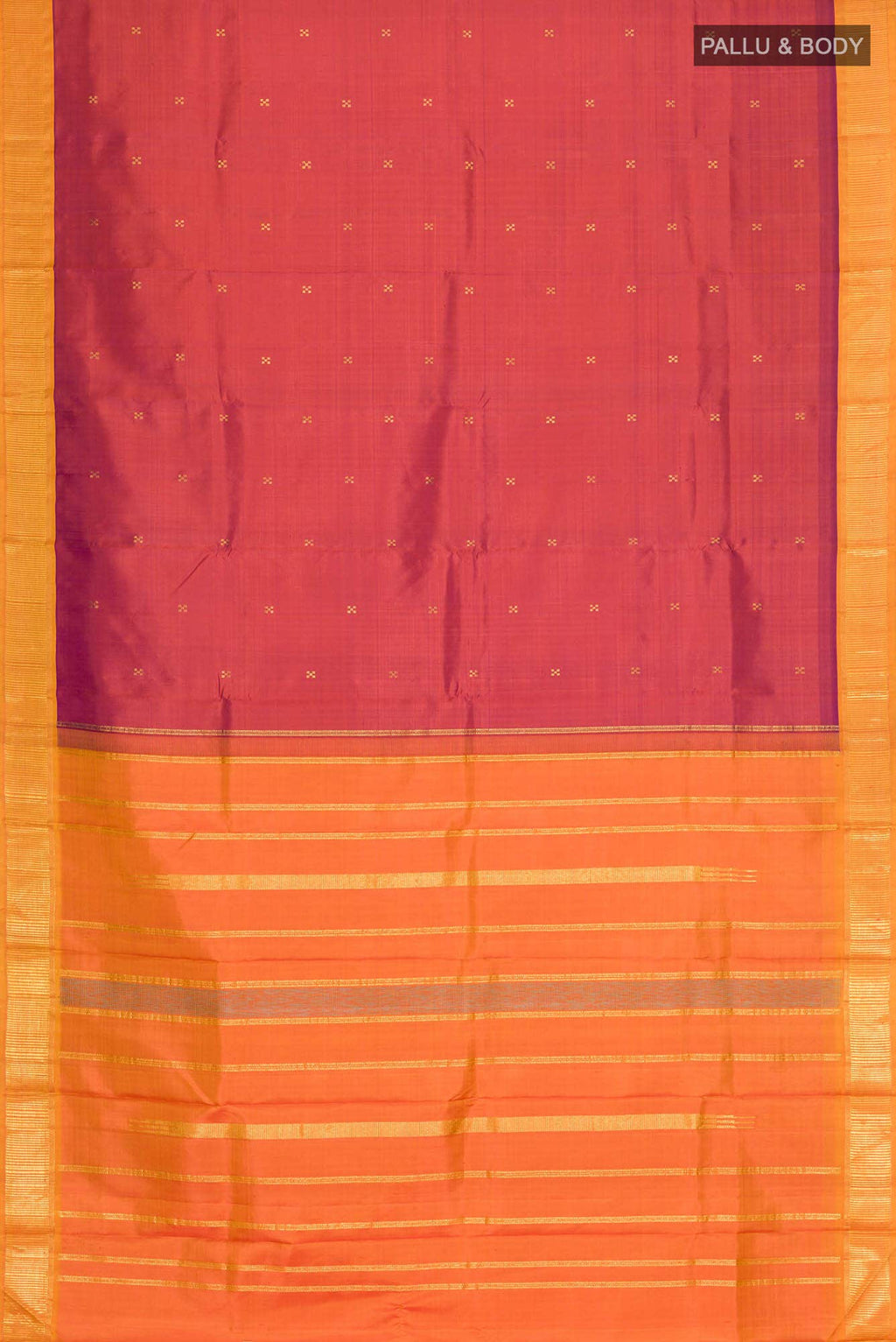 Magenta with Orange Dual Tone Kanchipuram Silk Saree