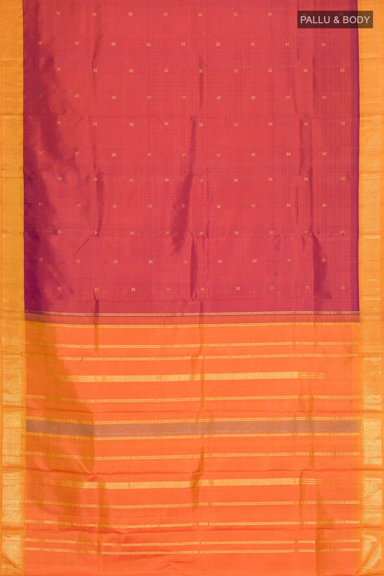 Magenta with Orange Dual Tone Kanchipuram Silk Saree