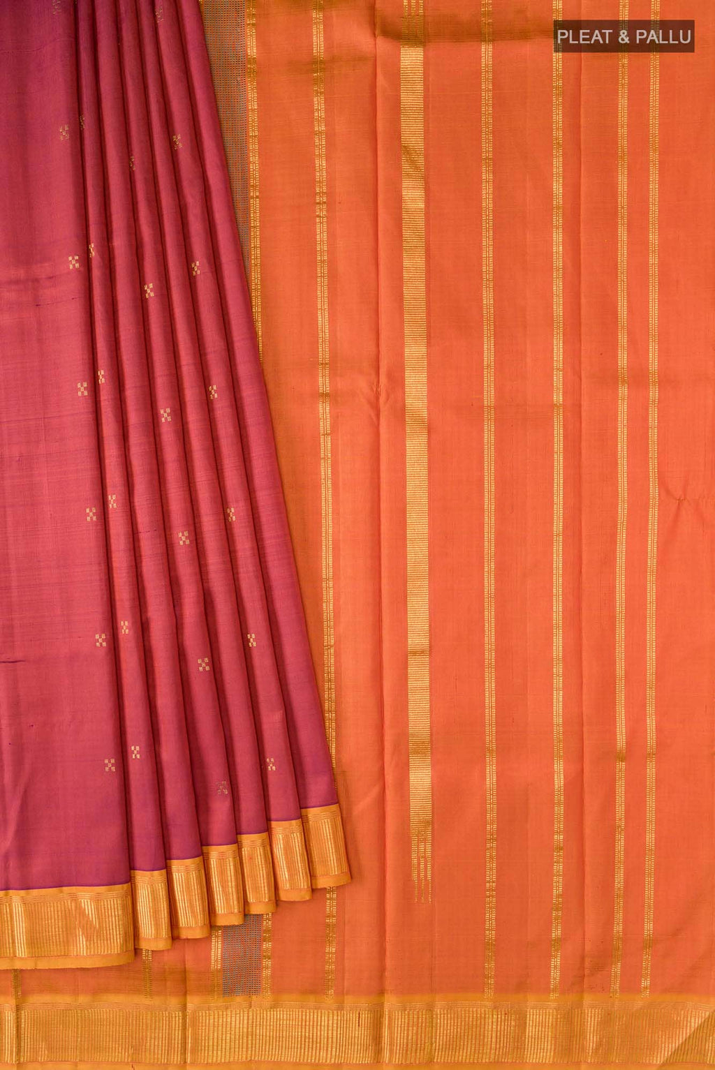 Magenta with Orange Dual Tone Kanchipuram Silk Saree