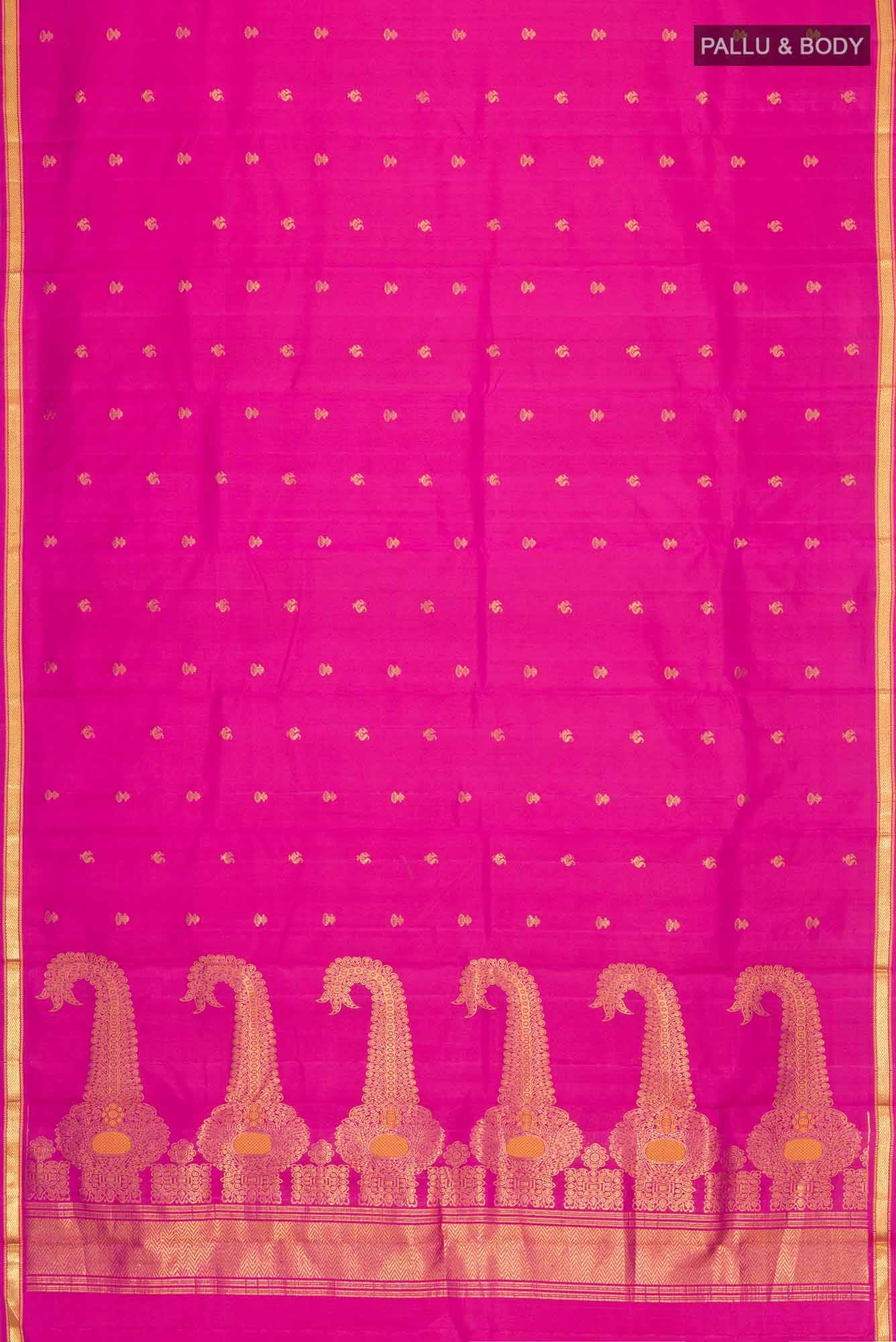 Pure Silk Pure Zari Pink Kanchipuram Saree