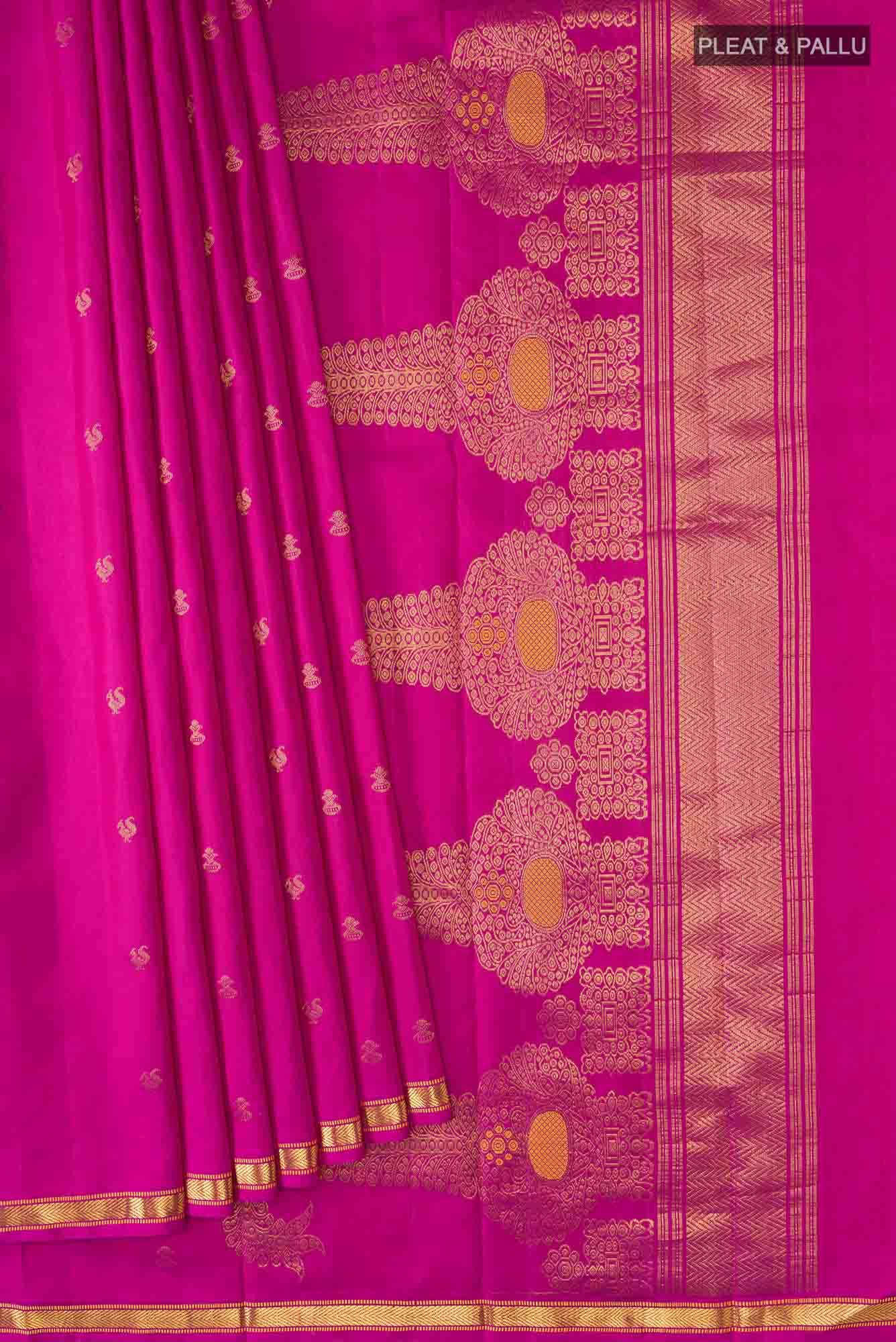 Pure Silk Pure Zari Pink Kanchipuram Saree
