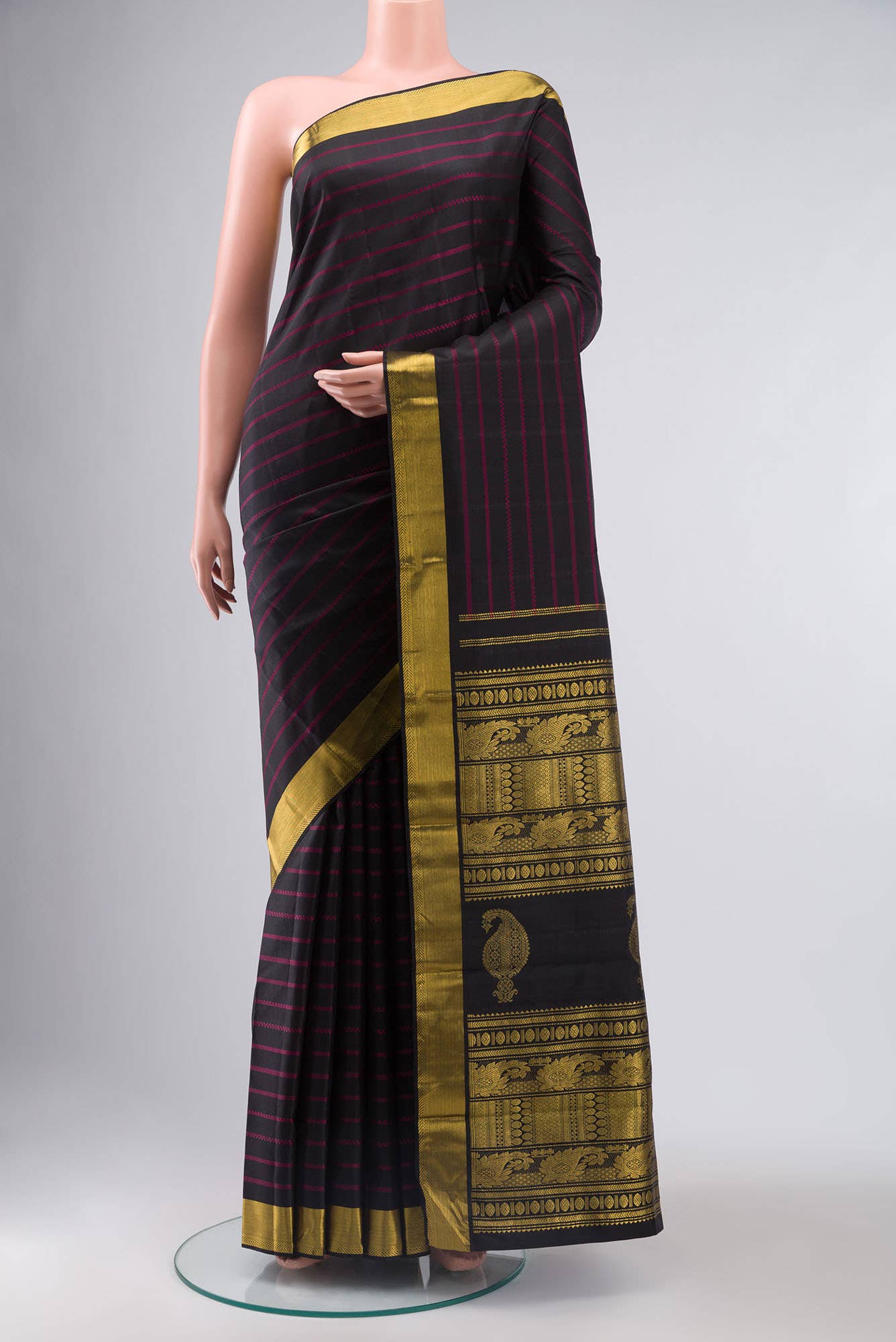 Black Kanchipuram Silk Saree