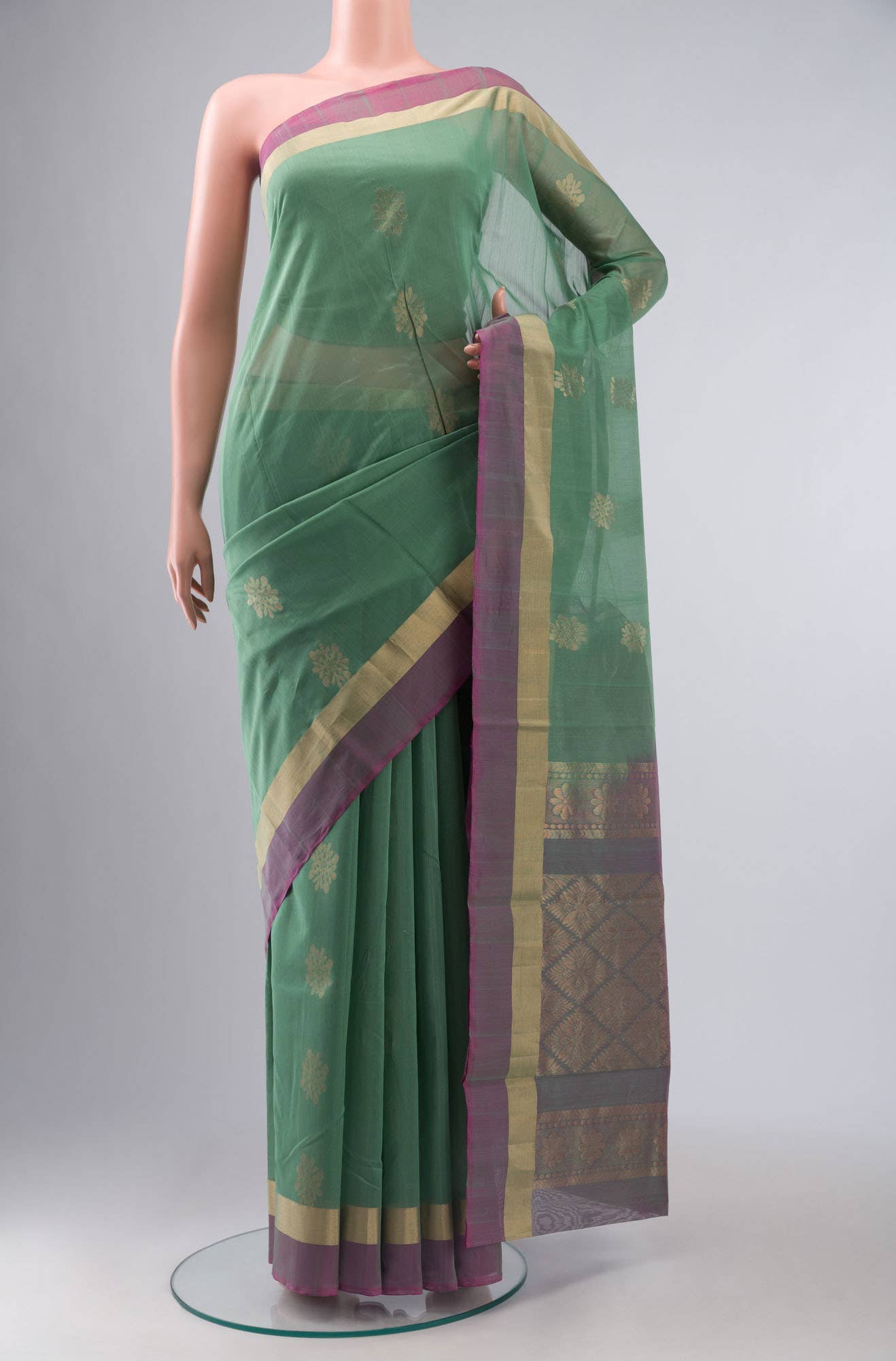 Green Silk Cotton Saree