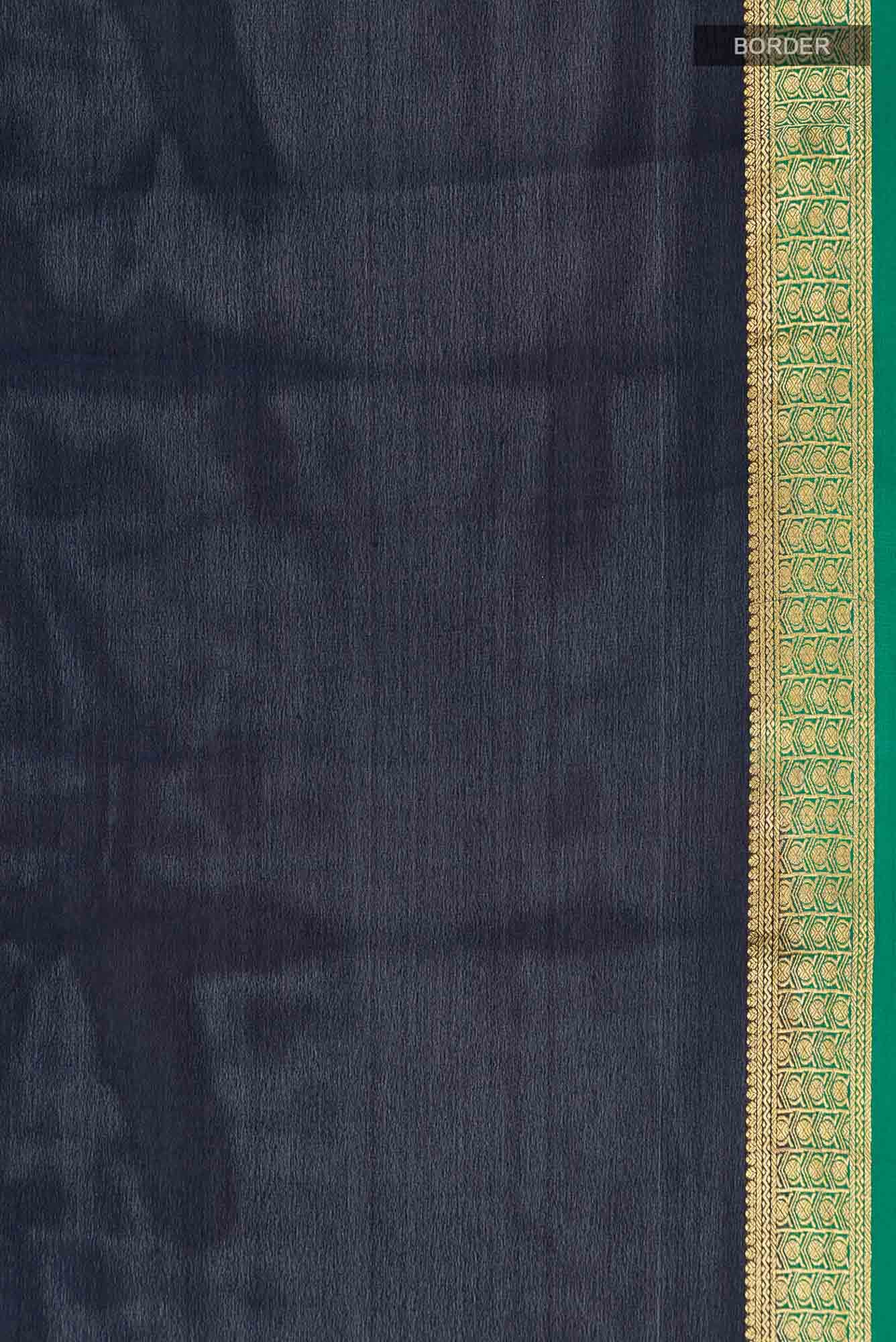 Navy Blue Mysore Crepe Saree