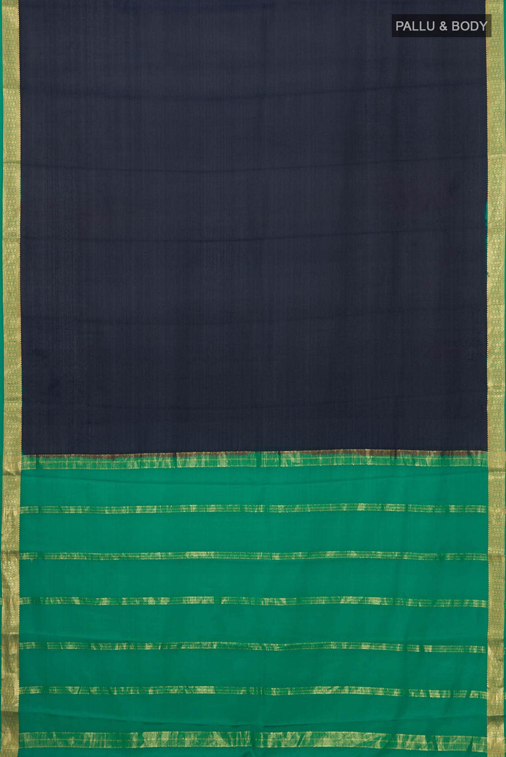 Navy Blue Mysore Crepe Saree