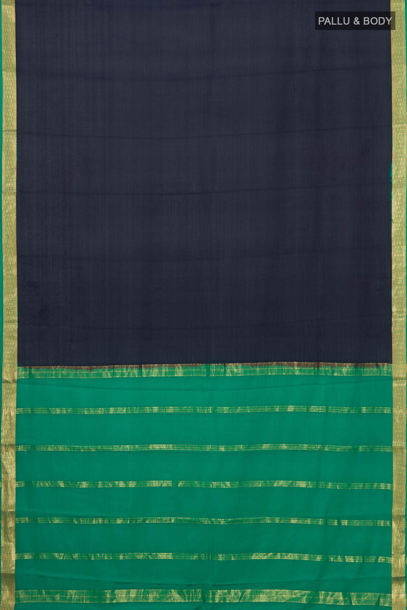 Navy Blue Mysore Crepe Saree