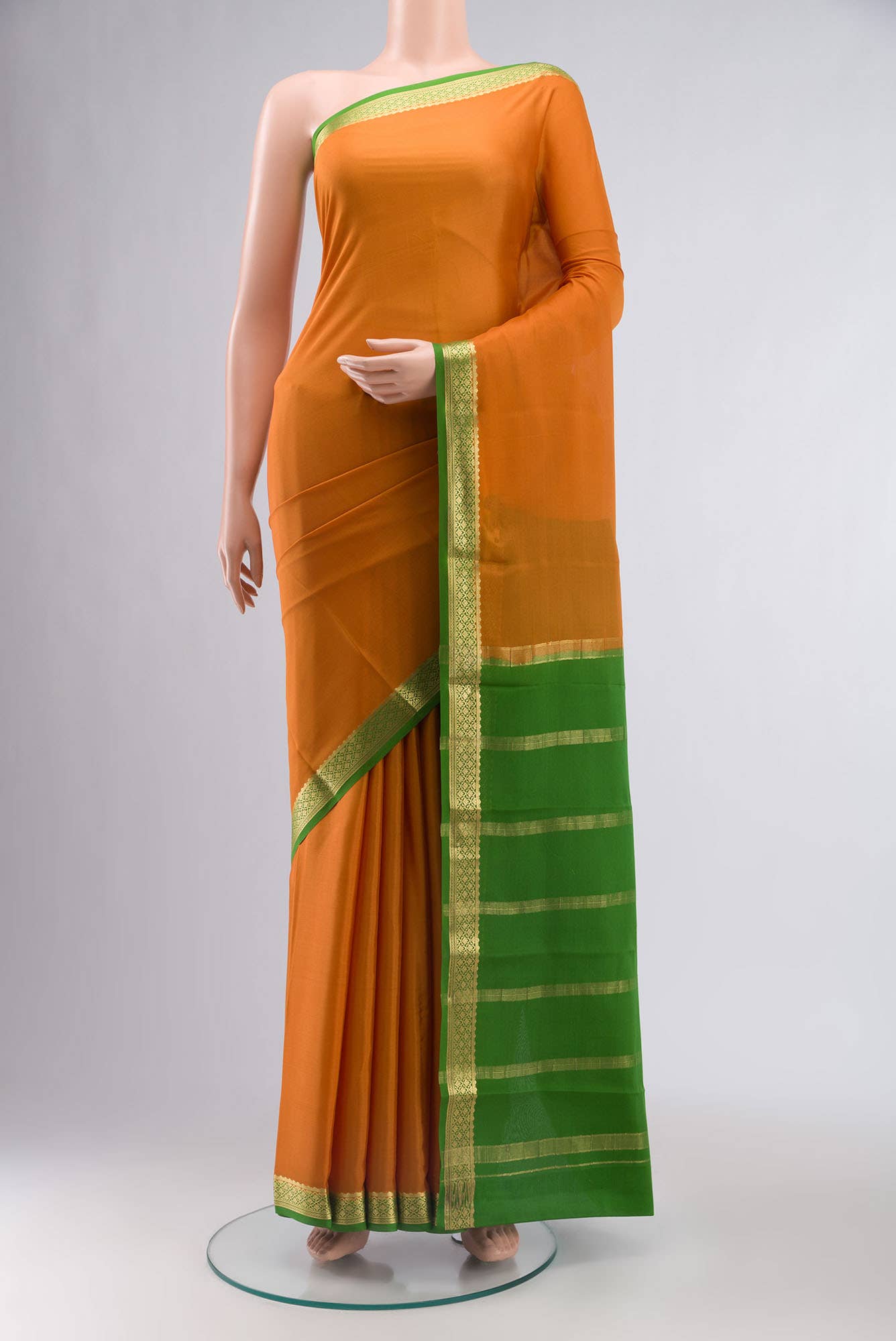 Orange Mysore Crepe Saree