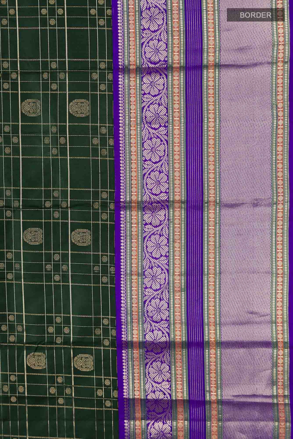 Bottle Green Kanchipuram Silk Saree