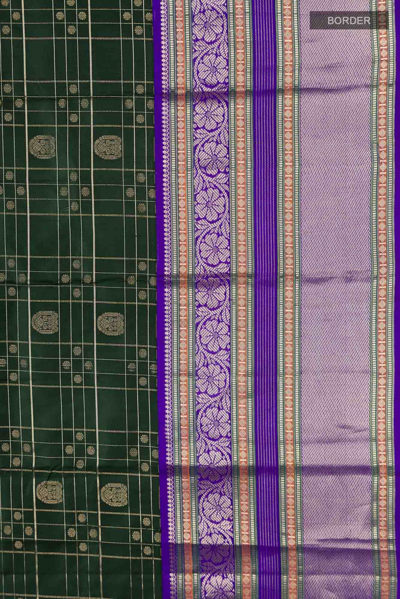 Bottle Green Kanchipuram Silk Saree