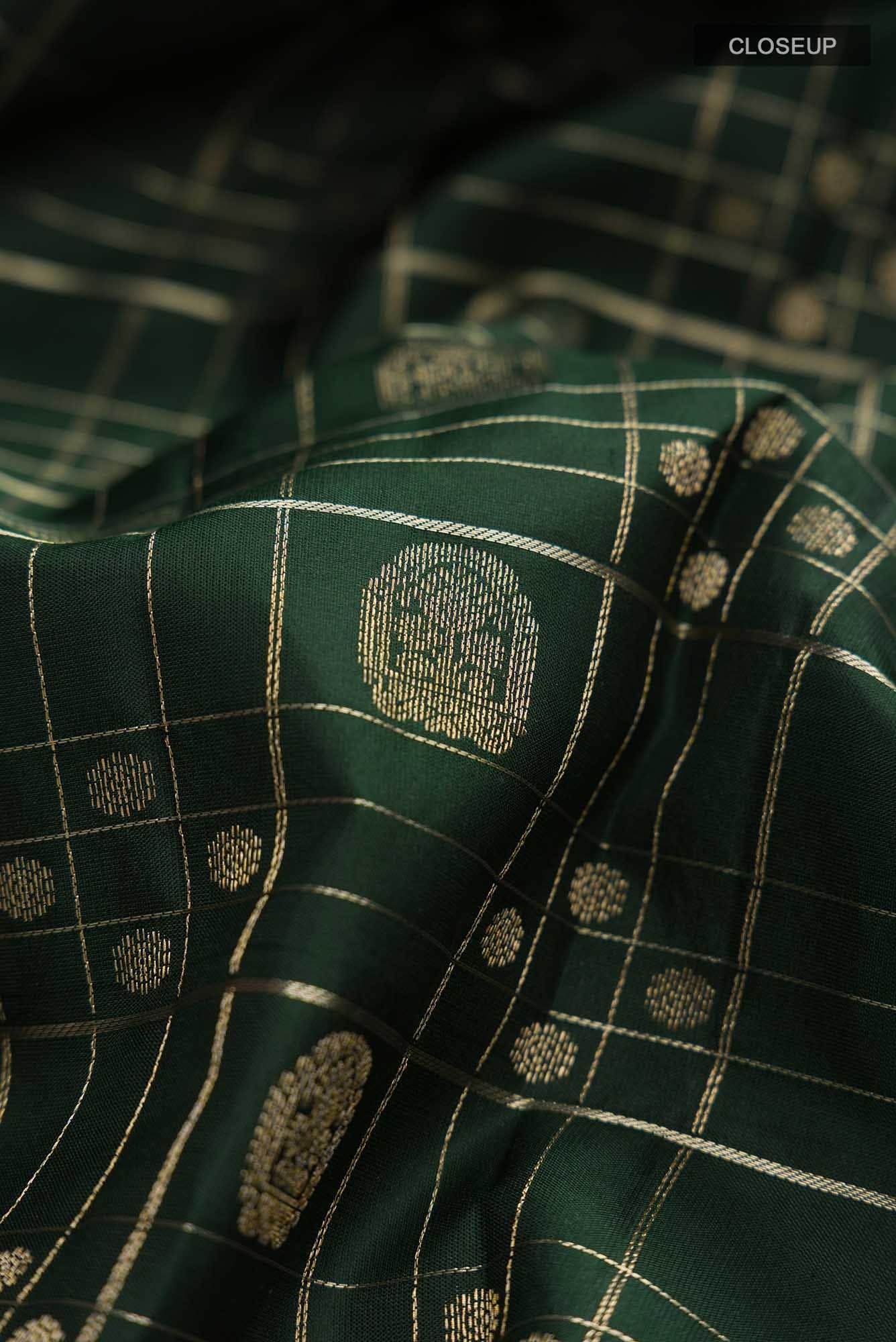 Bottle Green Kanchipuram Silk Saree