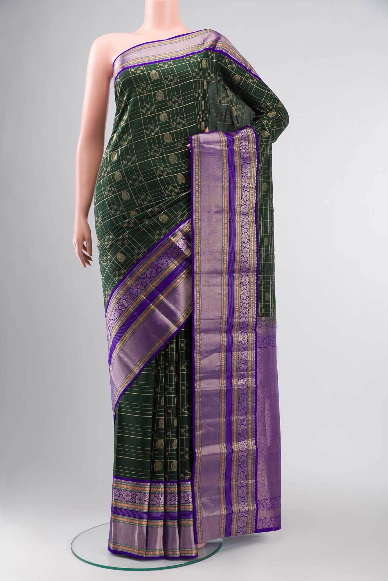 Bottle Green Kanchipuram Silk Saree
