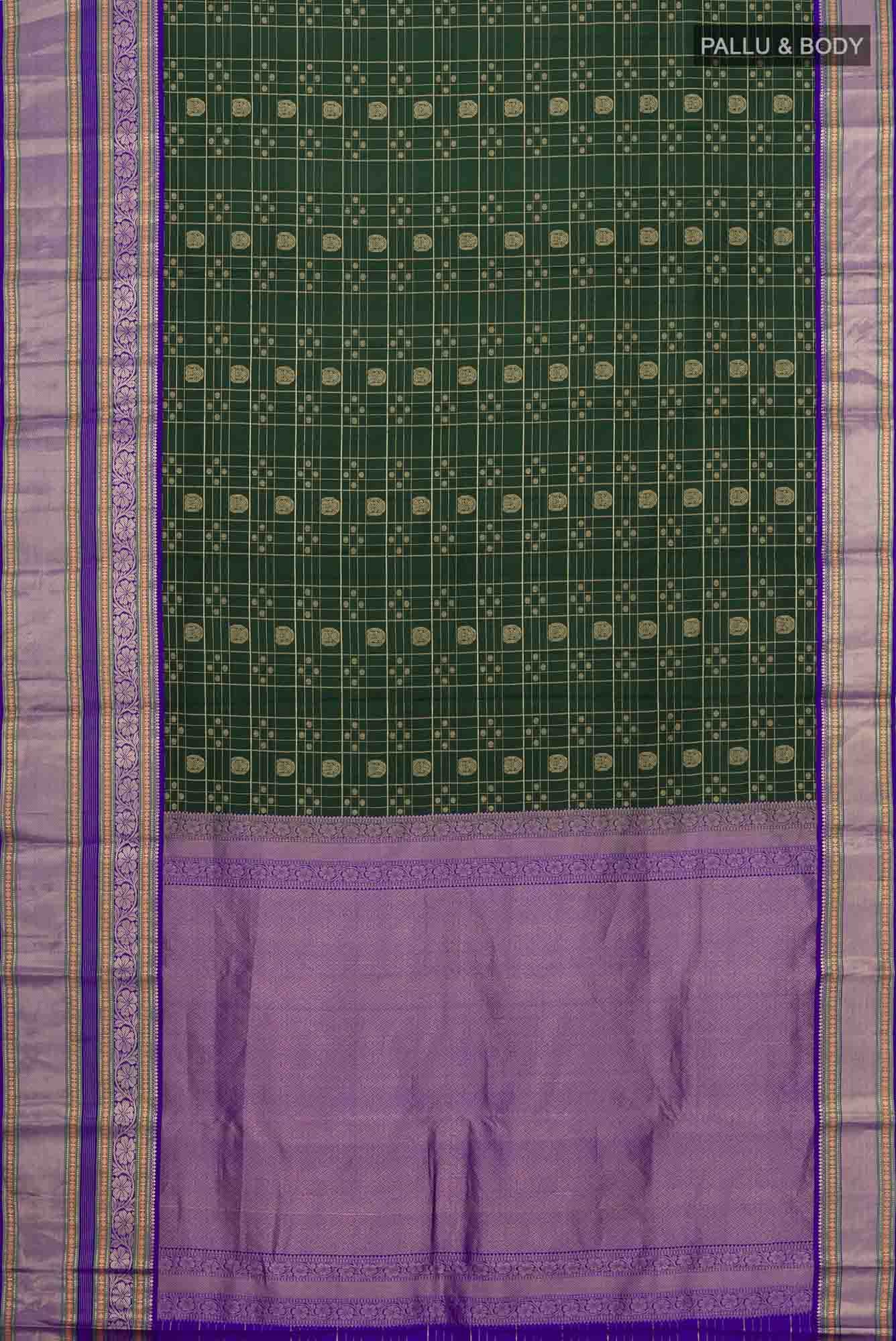 Bottle Green Kanchipuram Silk Saree
